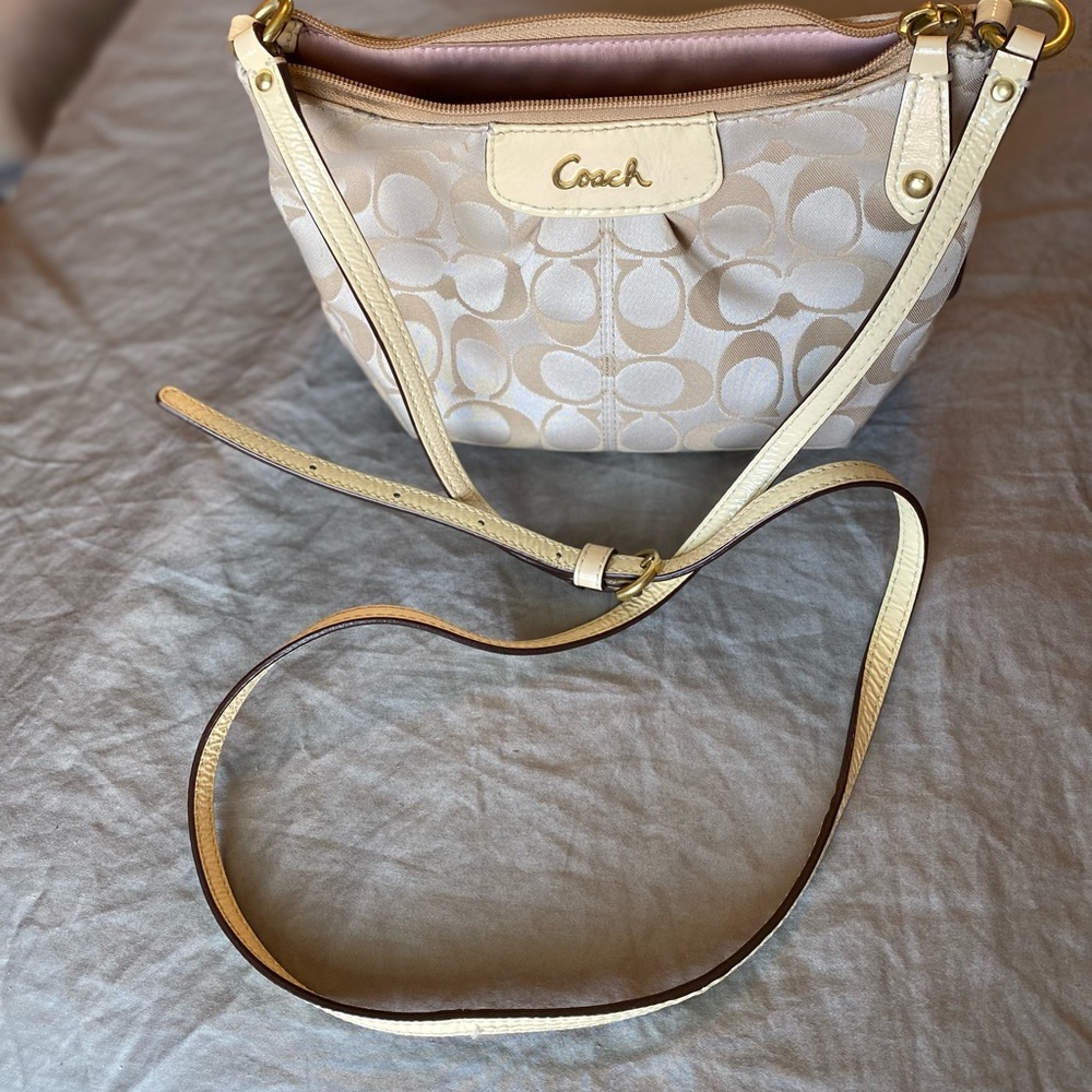 Coach Mini Crossbody Bag in Cream and Gold